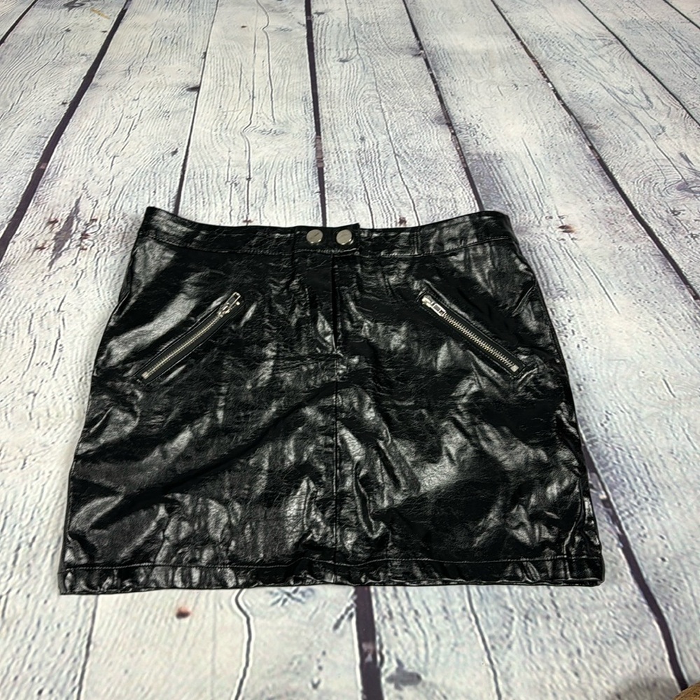 Crushed pleather mini skirt